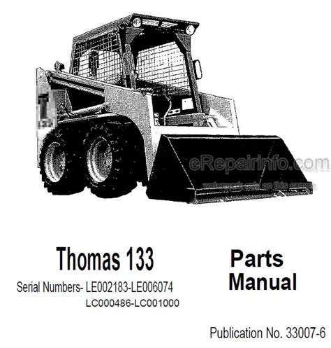 thomas 133 skid steer repair manual|thomas skid steer replacement parts.